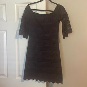 White House Black Market Bell Sleeve Lace Mini Dress, Purple/Black, Size 00